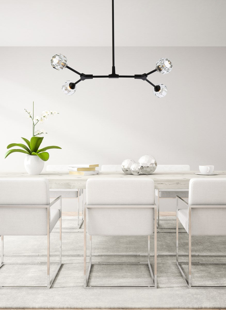 4 Light Pendant In Black
