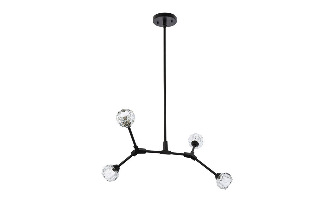 4 Light Pendant In Black