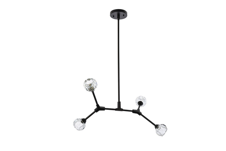 4 Light Pendant In Black