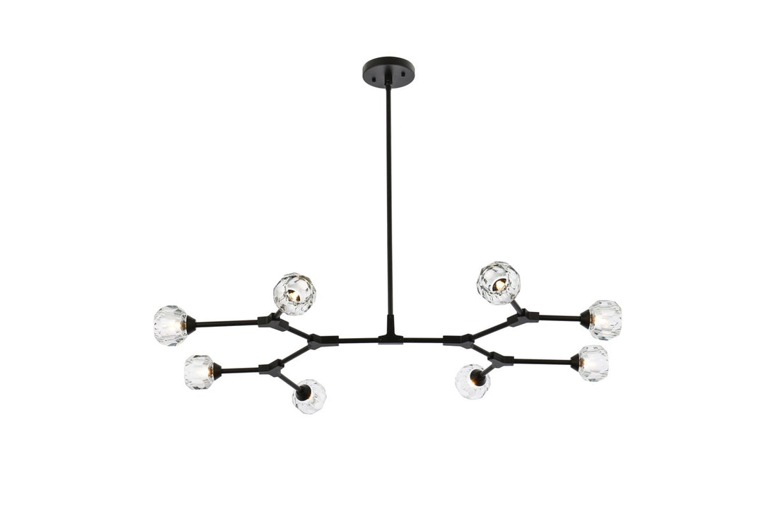 8 Light Pendant In Black by Elegant Lighting