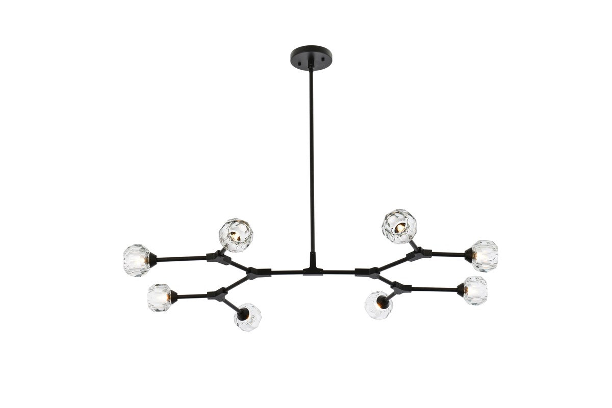 8 Light Pendant In Black by Elegant Lighting