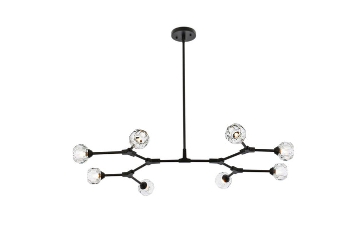 8 Light Pendant In Black by Elegant Lighting