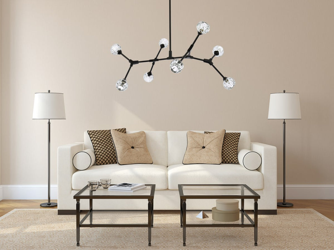 8 Light Pendant In Black