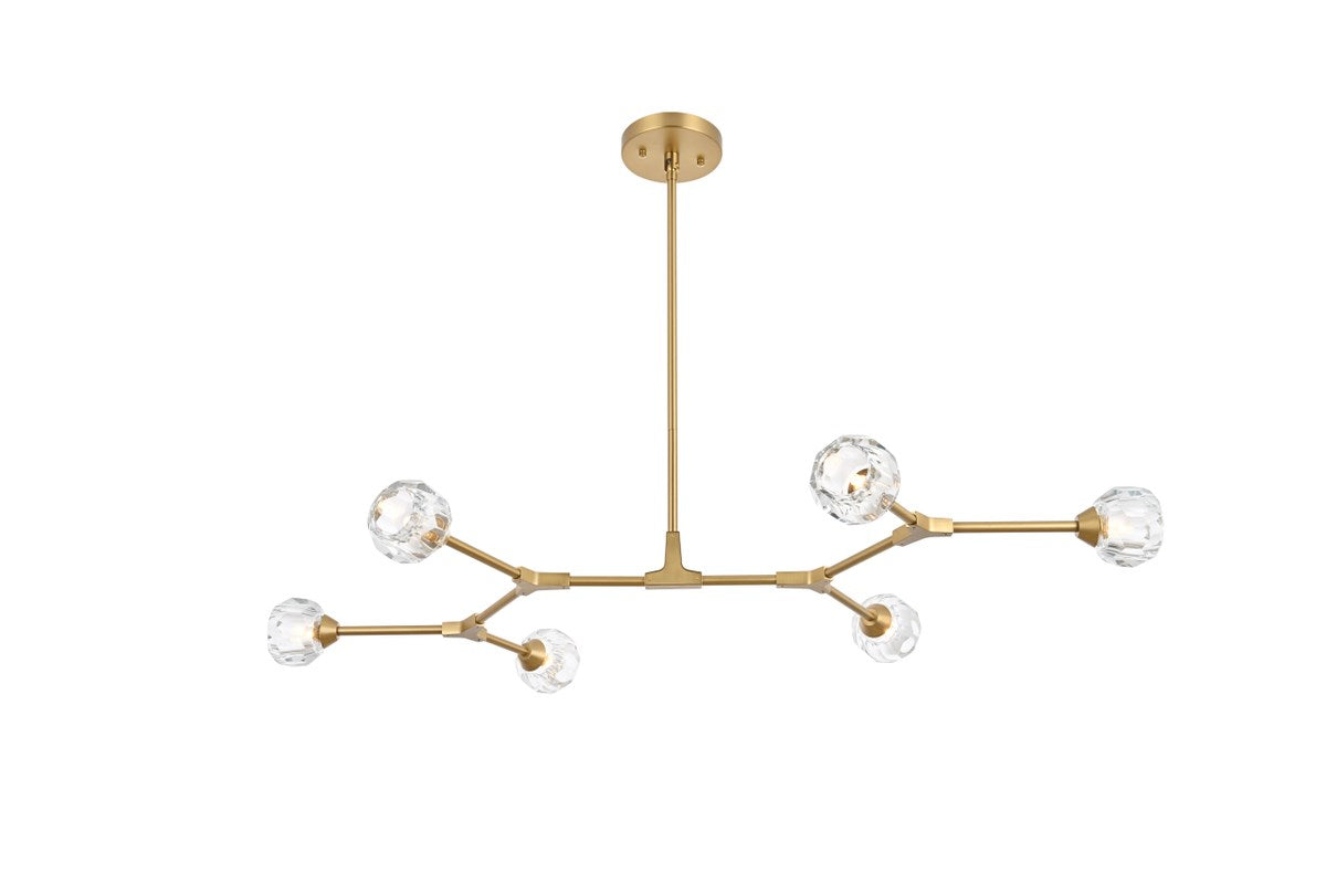 6 Light Pendant In Gold by Elegant Lighting