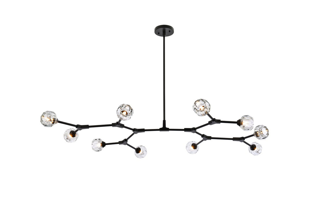 10 Light Pendant In Black by Elegant Lighting