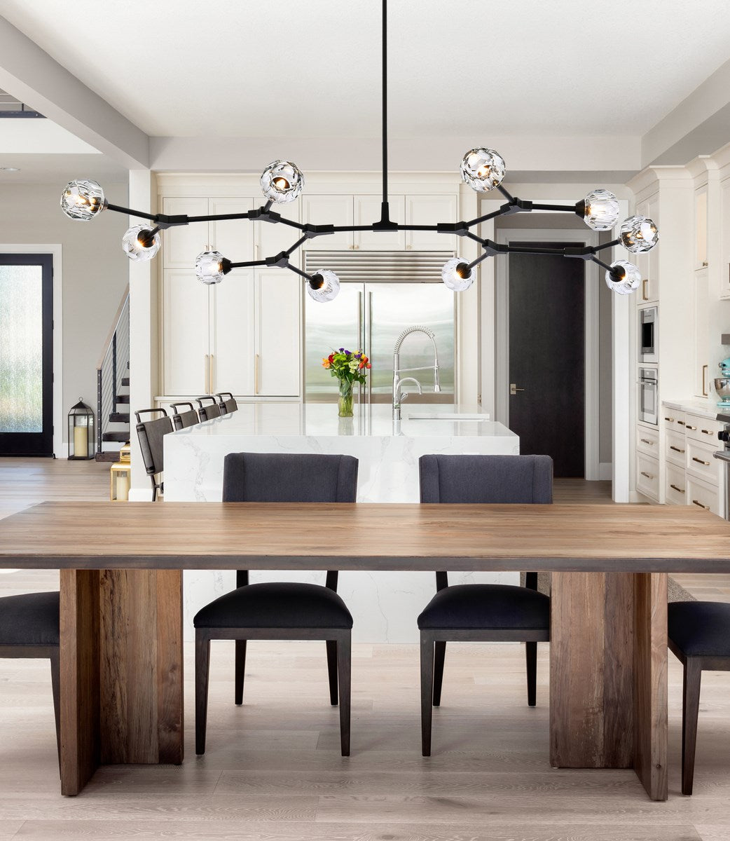 10 Light Pendant In Black