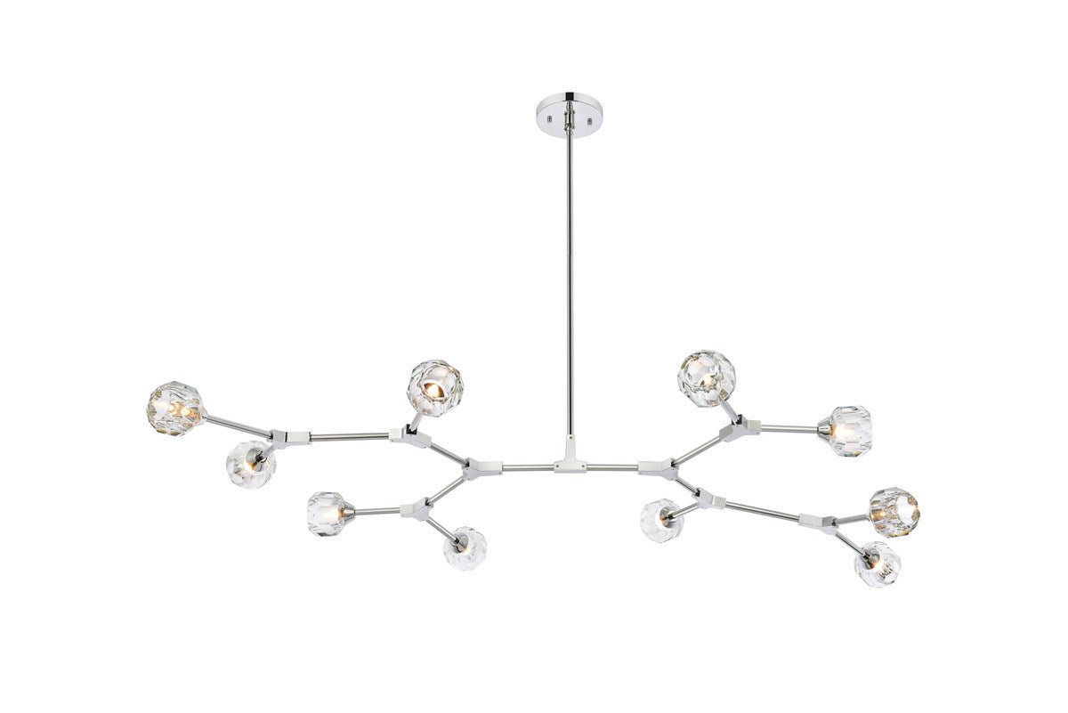 10 Light Pendant In Chrome by Elegant Lighting