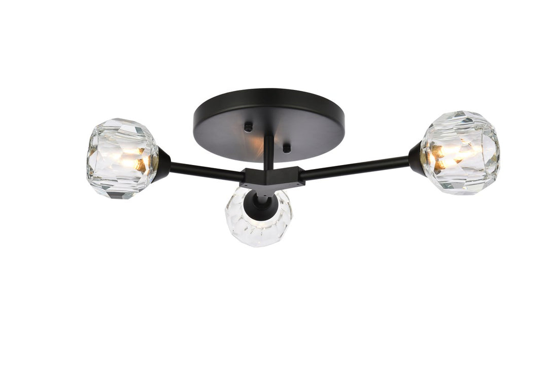 3 Light Flush Mount In Black by Elegant Lighting