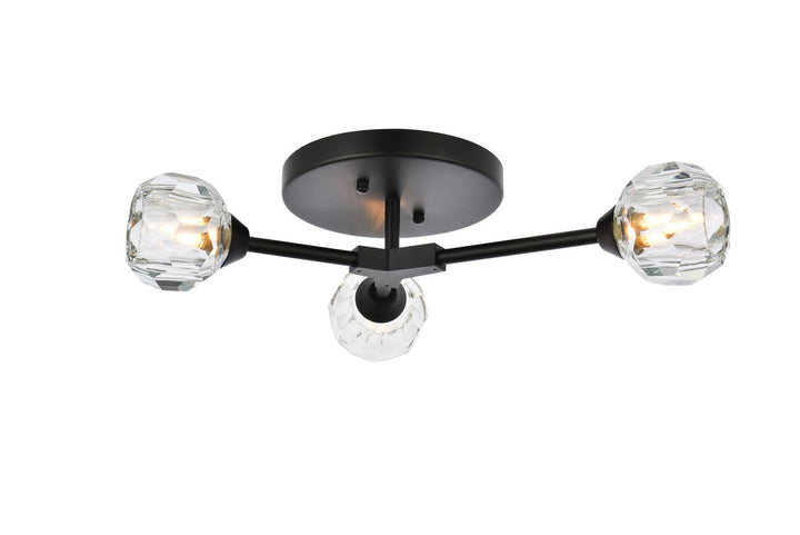 3 Light Flush Mount In Black by Elegant Lighting