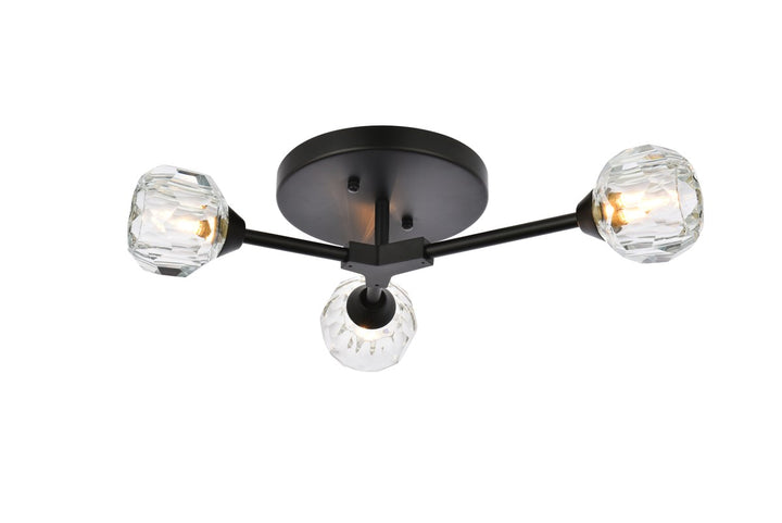 3 Light Flush Mount In Black