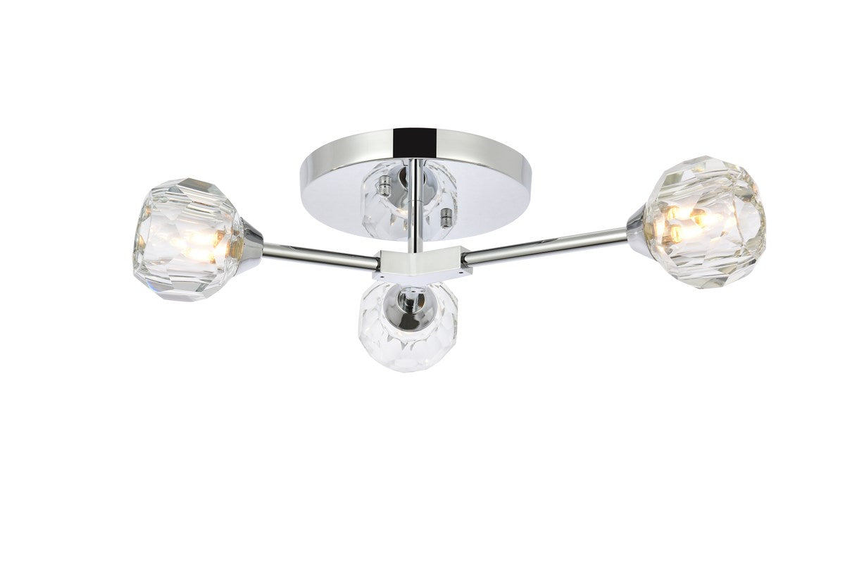 3 Light Flush Mount In Chrome by Elegant Lighting