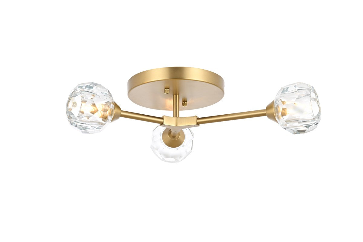 3 Light Flush Mount In Gold by Elegant Lighting