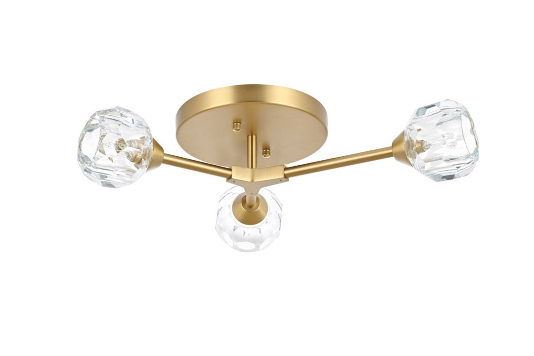 3 Light Flush Mount In Gold
