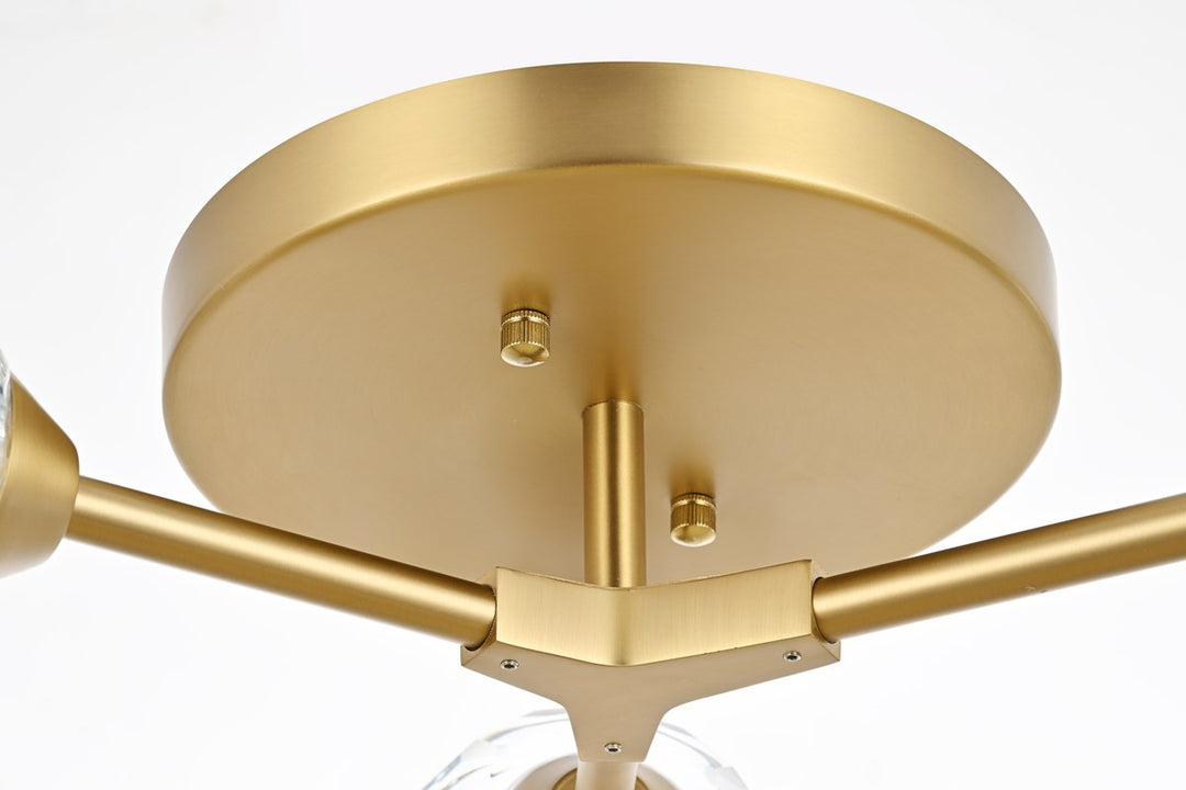 3 Light Flush Mount In Gold