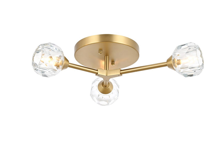3 Light Flush Mount In Gold