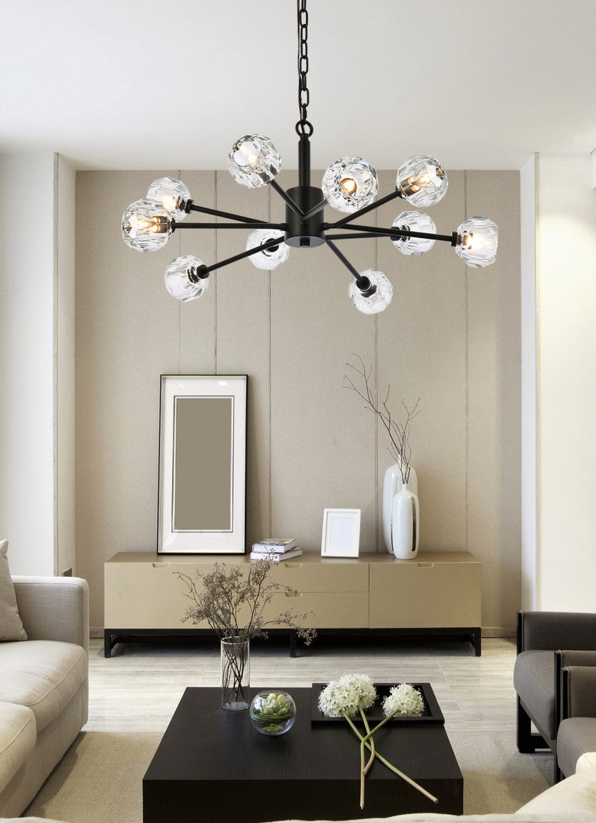 10 Light Pendant In Black