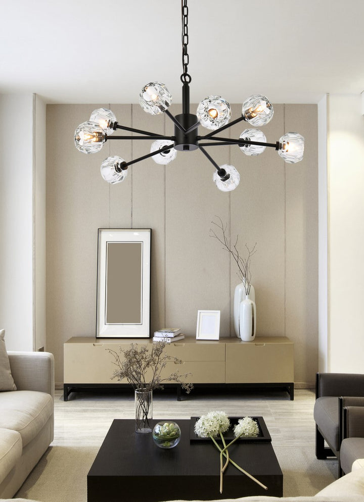 10 Light Pendant In Black