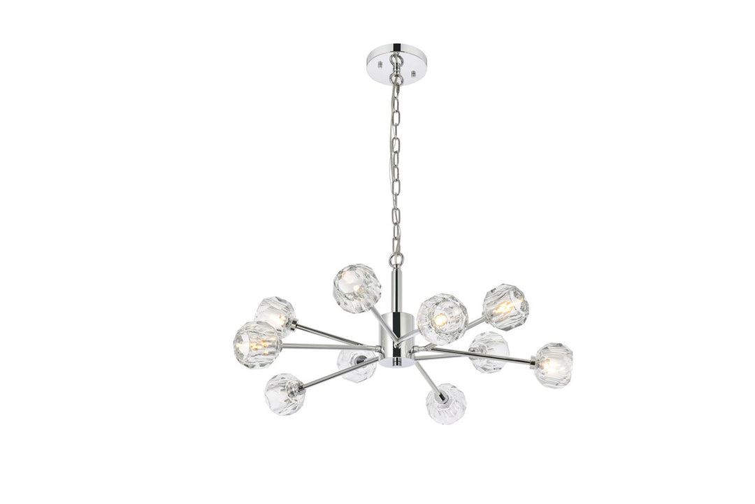 10 Light Pendant In Chrome by Elegant Lighting