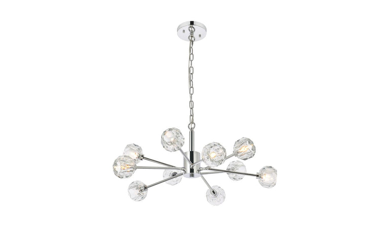 10 Light Pendant In Chrome by Elegant Lighting