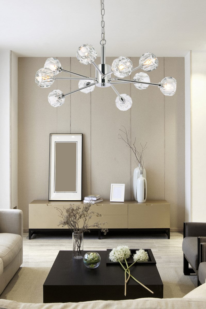 10 Light Pendant In Chrome