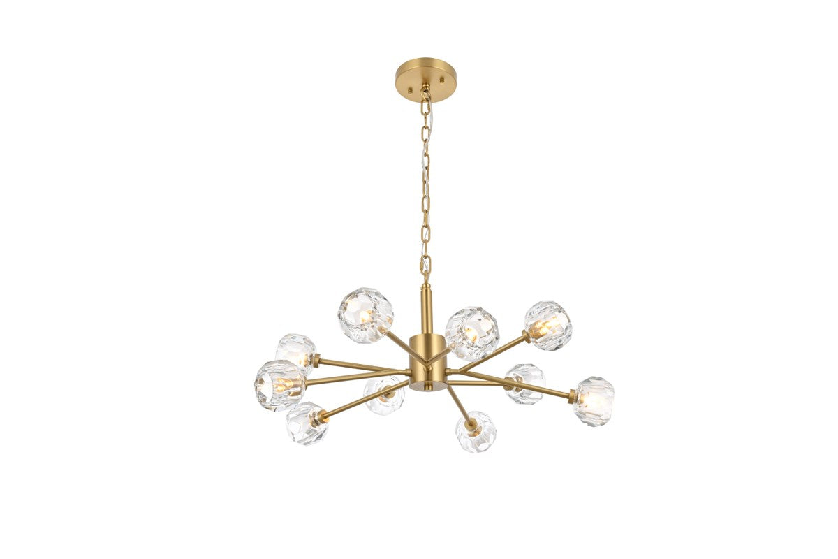 10 Light Pendant In Gold by Elegant Lighting