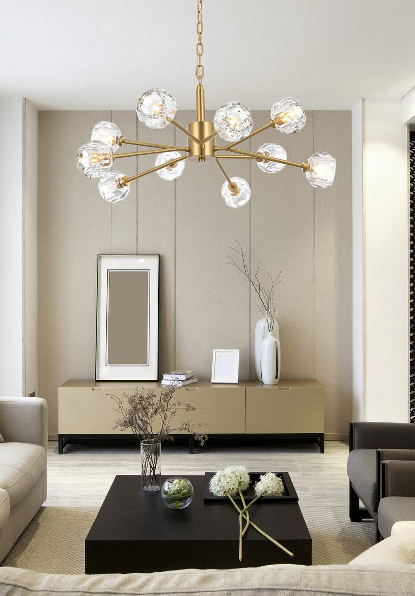 10 Light Pendant In Gold