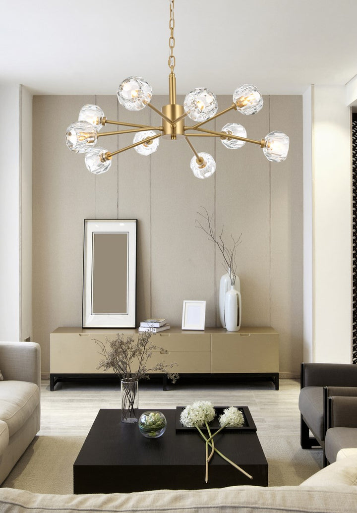 10 Light Pendant In Gold