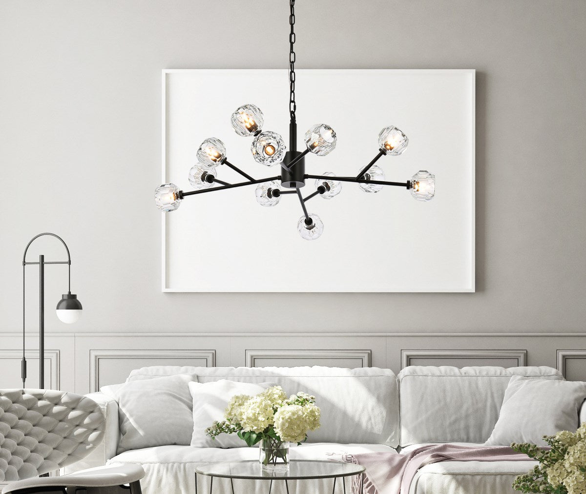 12 Light Pendant In Black