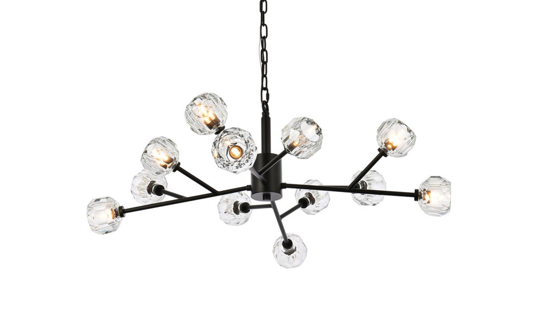 12 Light Pendant In Black