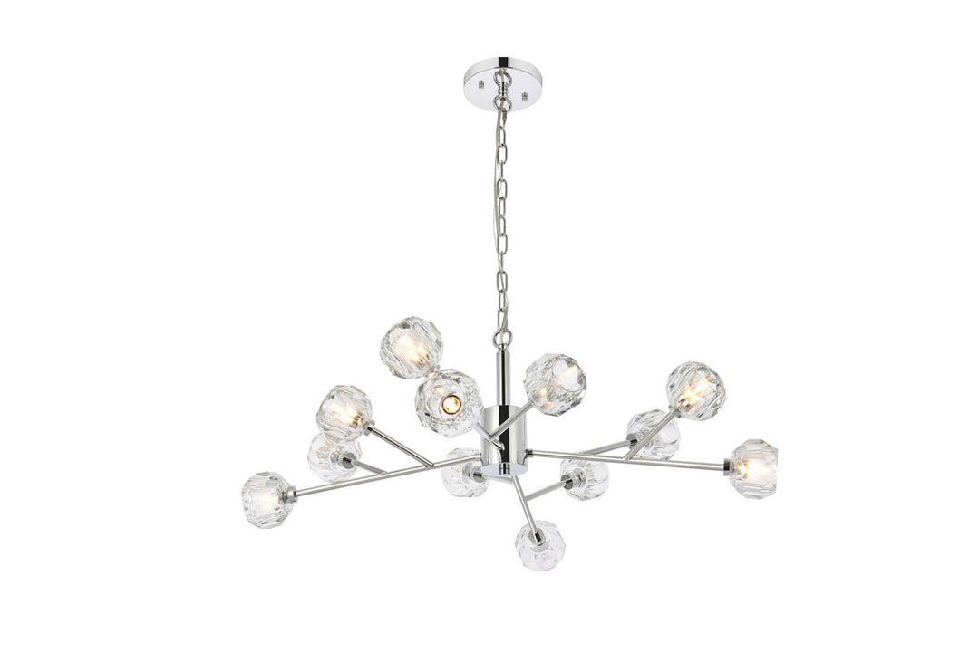 12 Light Pendant In Chrome by Elegant Lighting