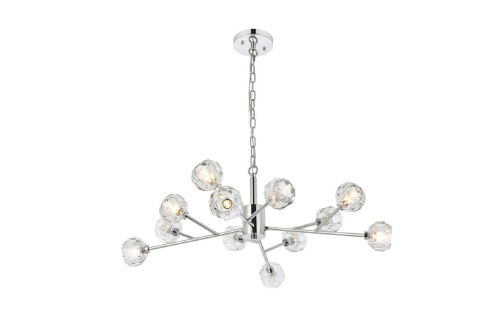 12 Light Pendant In Chrome by Elegant Lighting