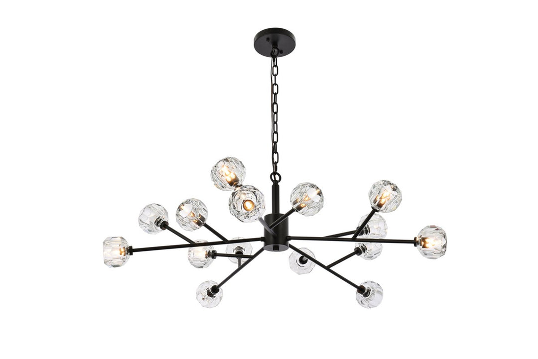 15 Light Pendant In Black by Elegant Lighting