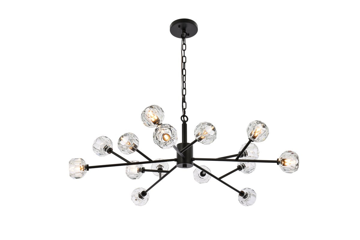 15 Light Pendant In Black by Elegant Lighting