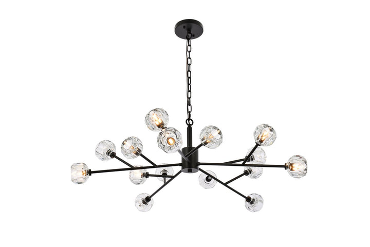 15 Light Pendant In Black by Elegant Lighting