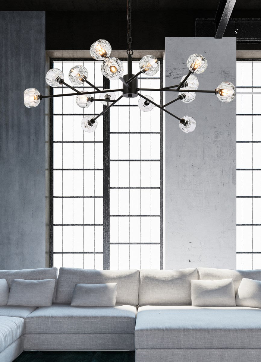 15 Light Pendant In Black