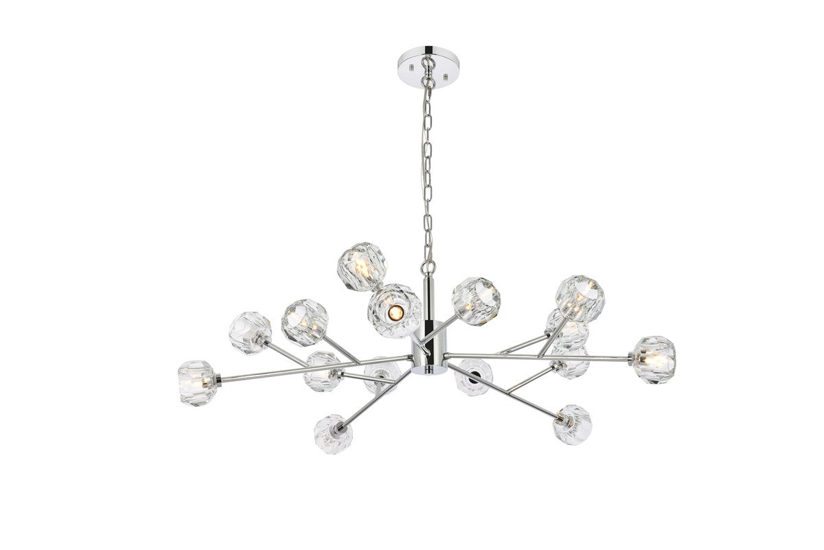 15 Light Pendant In Chrome by Elegant Lighting
