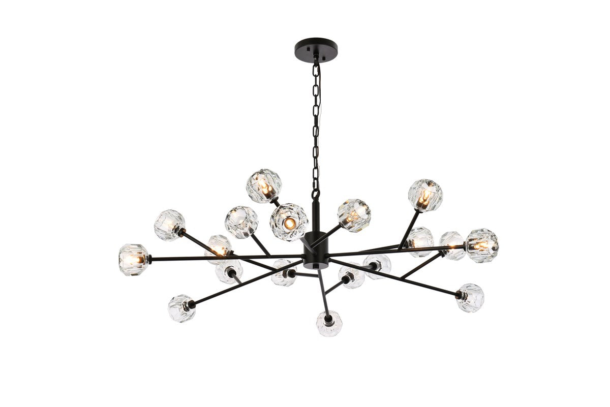 18 Light Pendant In Black by Elegant Lighting