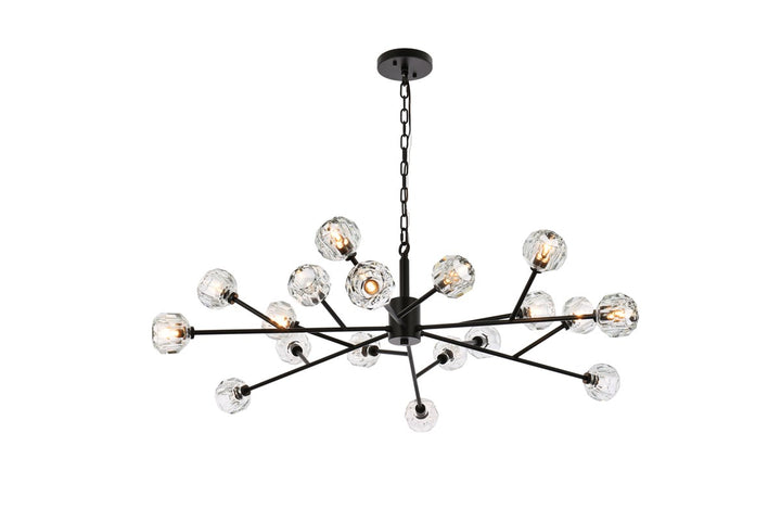 18 Light Pendant In Black by Elegant Lighting