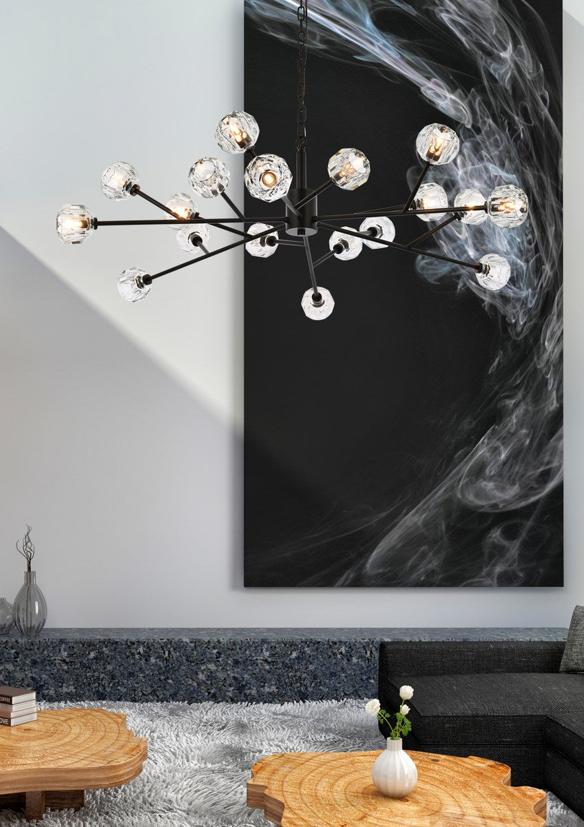 18 Light Pendant In Black