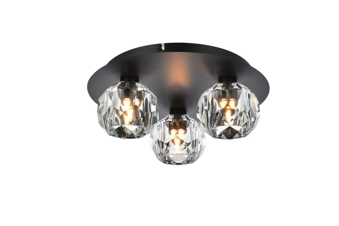 3 Light Ceiling Lamp In Black by Elegant Lighting
