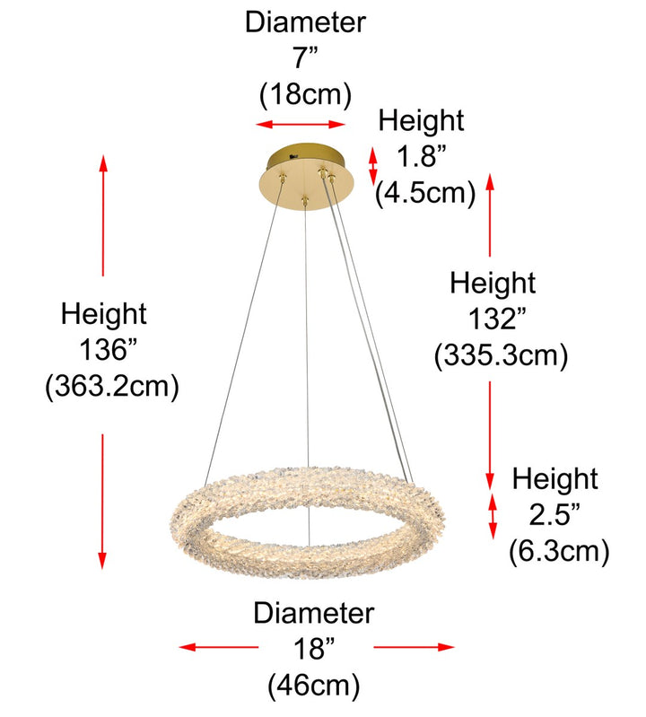 18 Inch Adjustable Led Chandelier In Satin Gold