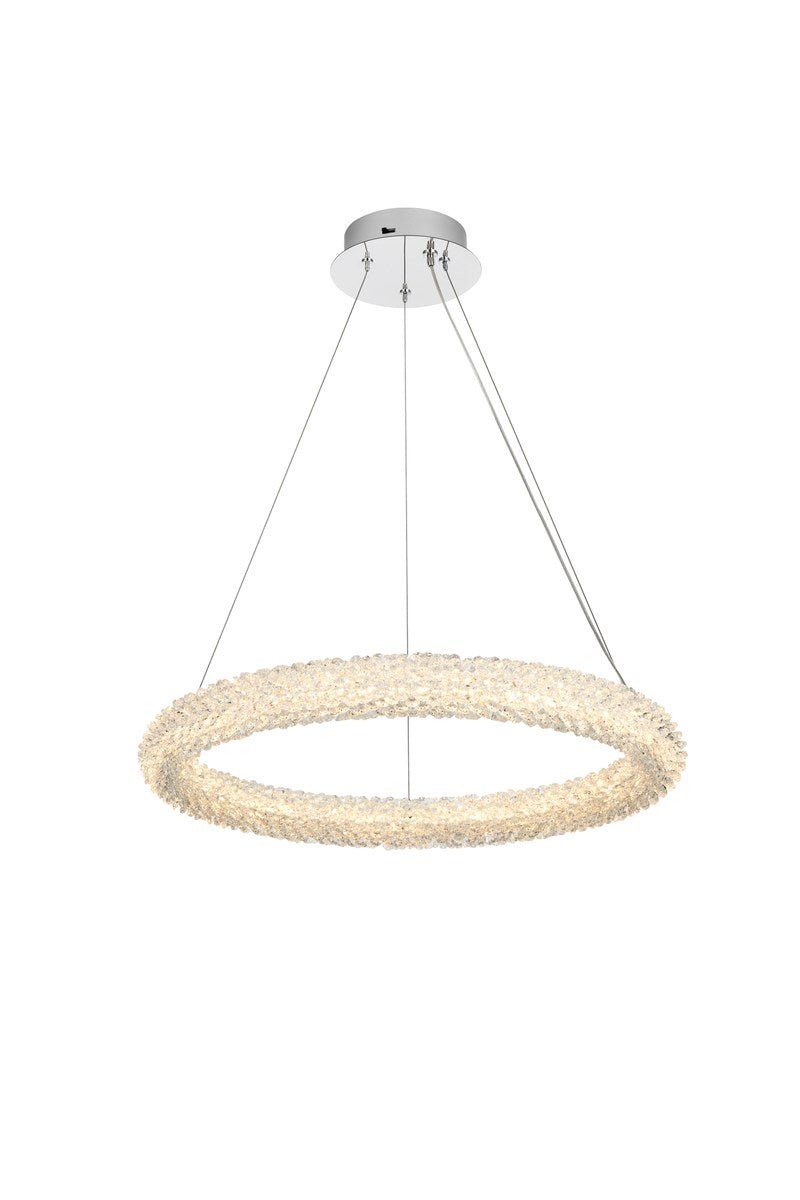 24 Inch Adjustable Led Chandelier In Chrome by Elegant Lighting