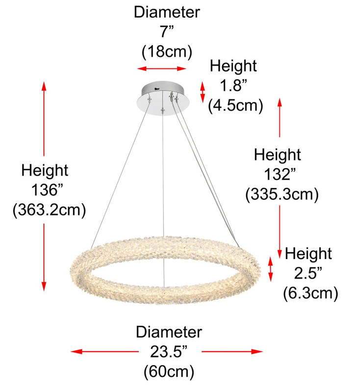 24 Inch Adjustable Led Chandelier In Chrome