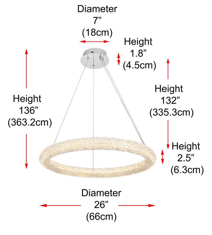 26 Inch Adjustable Led Chandelier In Chrome