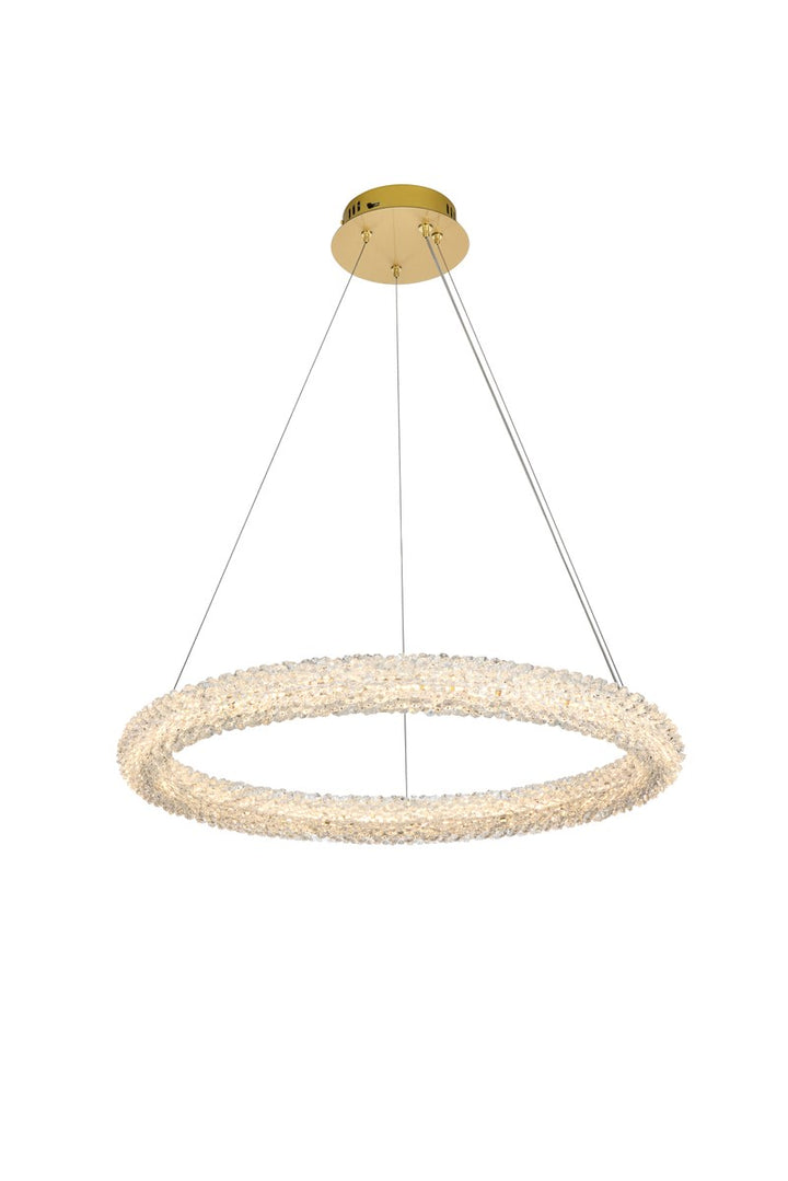 26 Inch Adjustable Led Chandelier In Satin Gold by Elegant Lighting