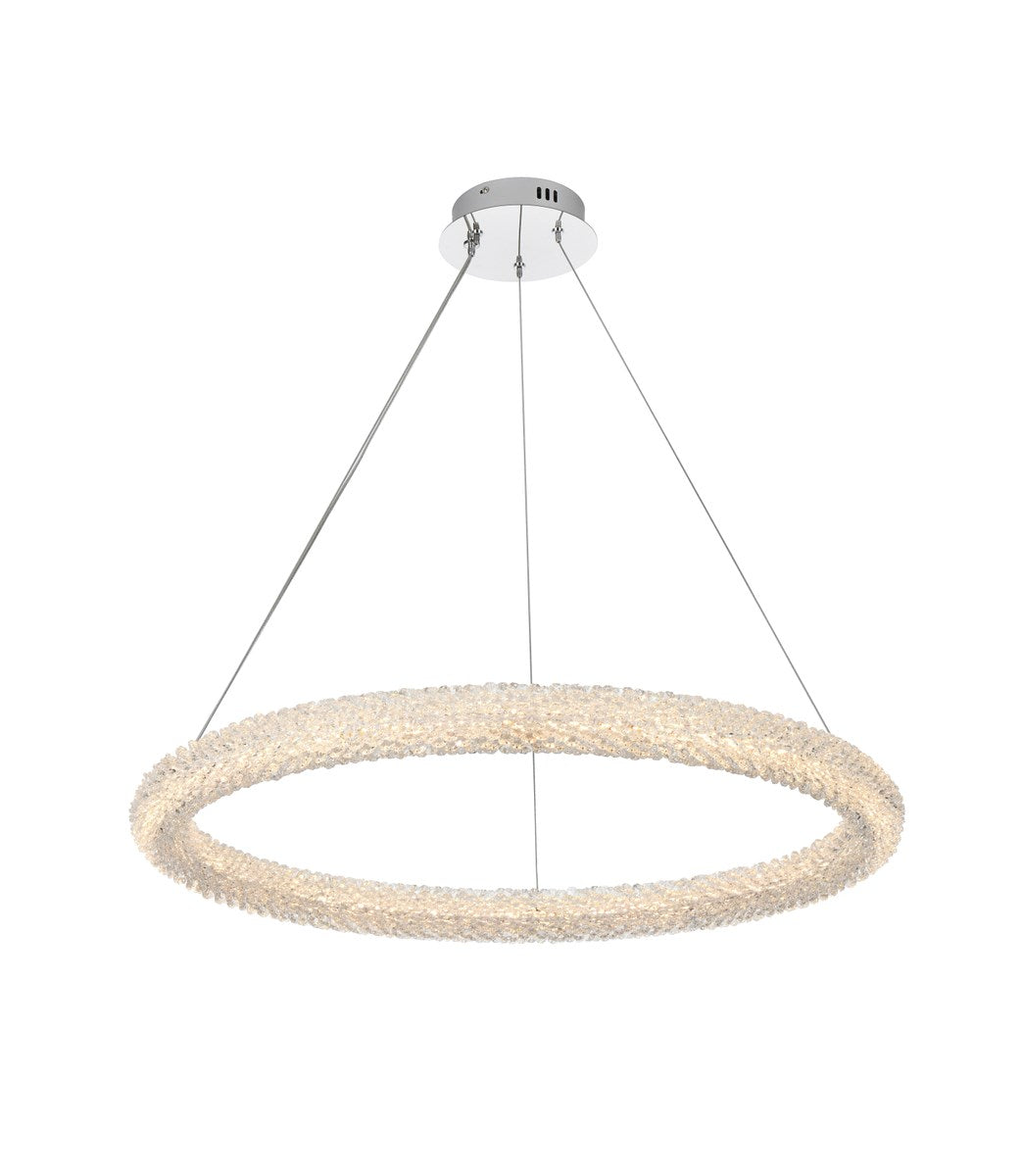 32 Inch Adjustable Led Chandelier In Chrome by Elegant Lighting