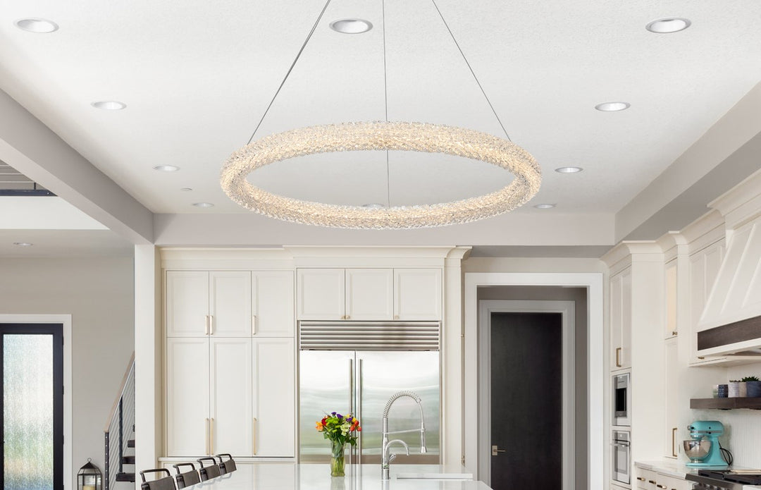 32 Inch Adjustable Led Chandelier In Satin Gold