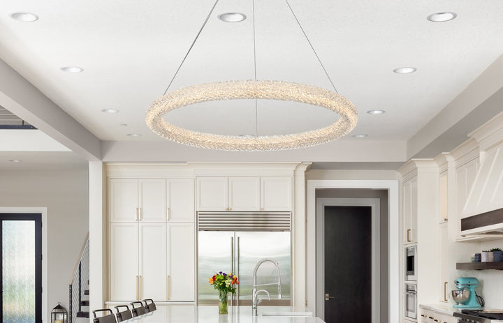 32 Inch Adjustable Led Chandelier In Satin Gold