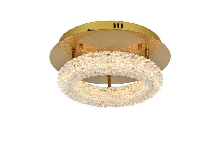 14 Inch Adjustable Led Flush Mount In Satin Gold by Elegant Lighting