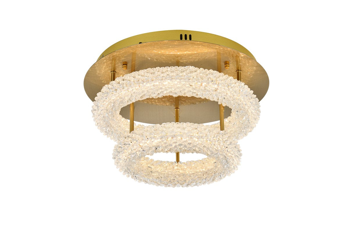 18 Inch Adjustable Led Flush Mount In Satin Gold by Elegant Lighting